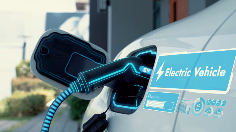 EV charger from home charging station recharging electric car